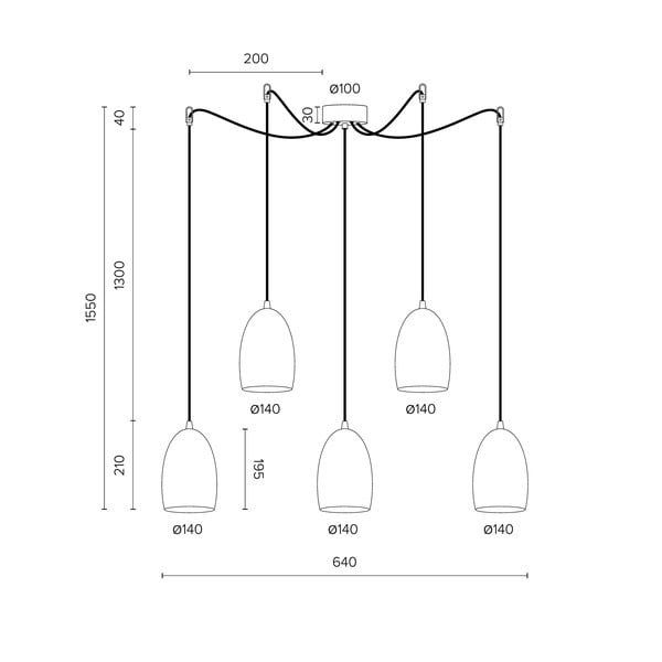 Aukso spalvos penkių dalių pakabinamas šviestuvas Sotto Luce UME , ⌀ 14 cm-image-2