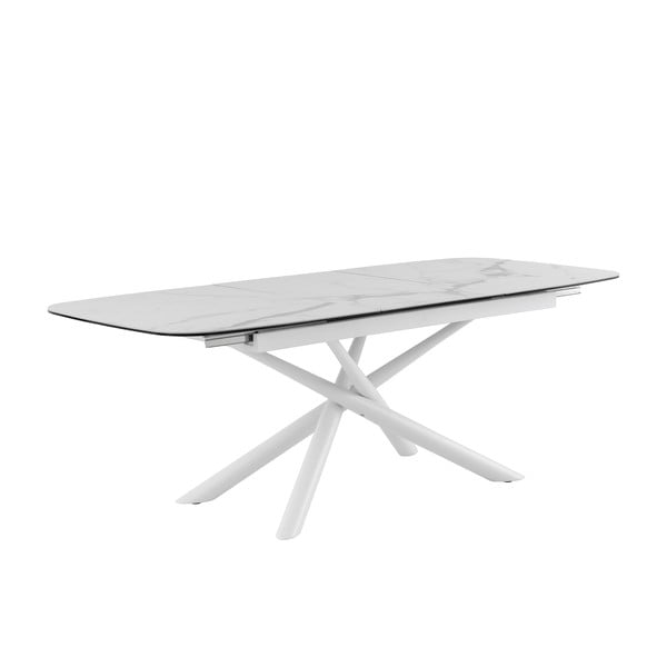 Baltos ir pilkos spalvos sulankstomas valgomojo stalas sømcasa Ness, 160 x 95 cm-image-4