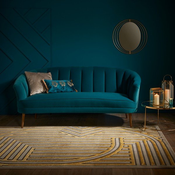 Aukso spalvos kilimas 170x116 cm Eris Gatsby - Flair Rugs-image-2