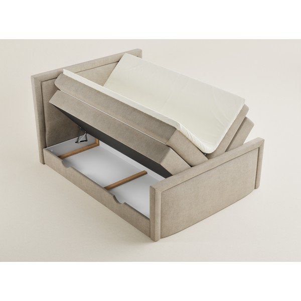 Smėlio spalvos spyruoklinė lova su sandėliavimo vieta 160x200 cm Fresco – Maison de Rêve-image-3