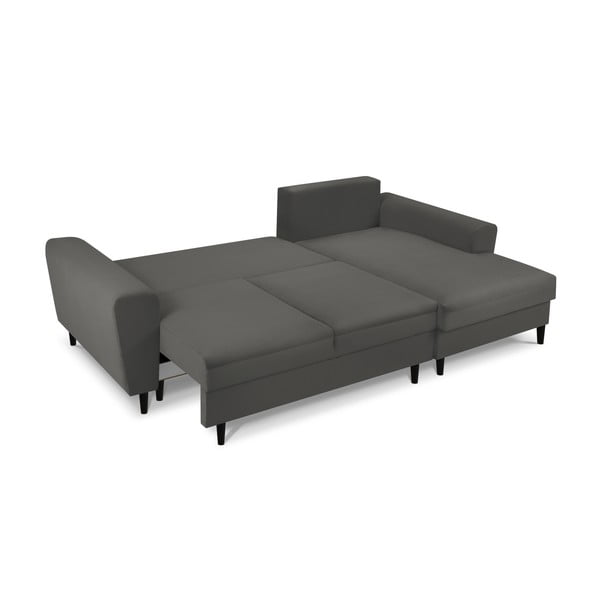 Tamsiai pilkos spalvos iš kordinio velveto sulankstoma/su sandėliavimo vieta kampinė sofa (su dešiniuoju kampu/su gultu) Kyoto – Cosmopolitan Design-image-2