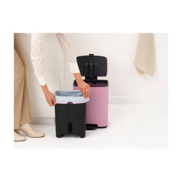 Rožinės spalvos iš plieno šiukšliadėžė su pedalu 12 l Bo – Brabantia-image-2