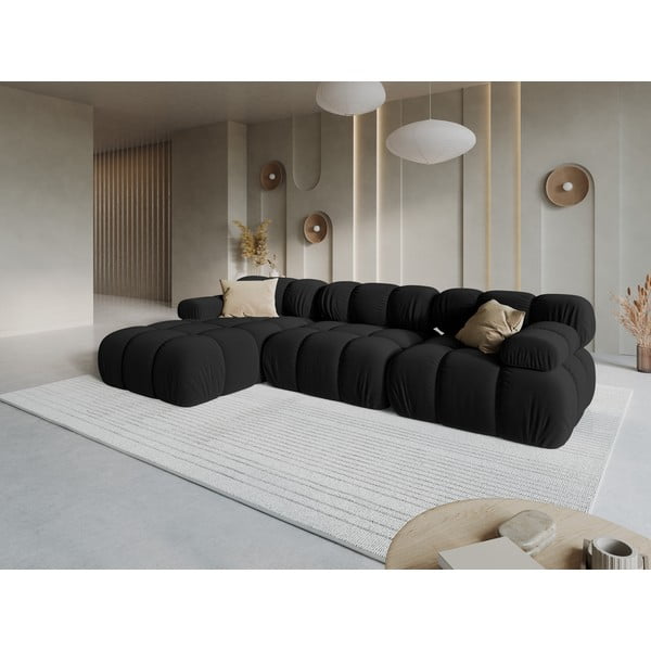 Sofa juodos spalvos iš velveto 285 cm Bellis – Micadoni Home-image-1