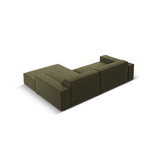 Khaki spalvos modulinė kampinė sofa iš velveto (su dešiniuoju kampu/su gultu) Jodie – Micadoni -image-1