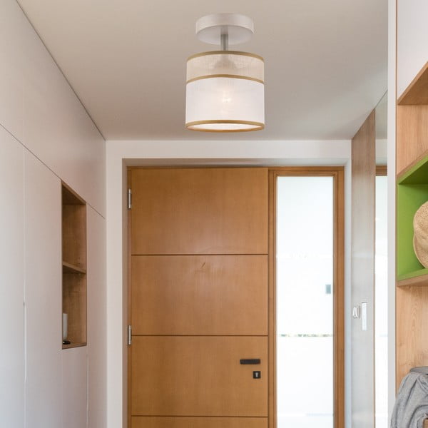 Lubinis šviestuvas šviesiai rudos spalvos ø 16 cm su tekstiliniu gaubtu Andrea – LAMKUR-image-2