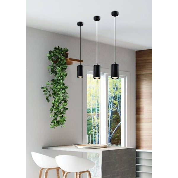 Juodas pakabinamas šviestuvas su metaliniu gaubtu ø 7 cm Tubo - Candellux Lighting-image-1