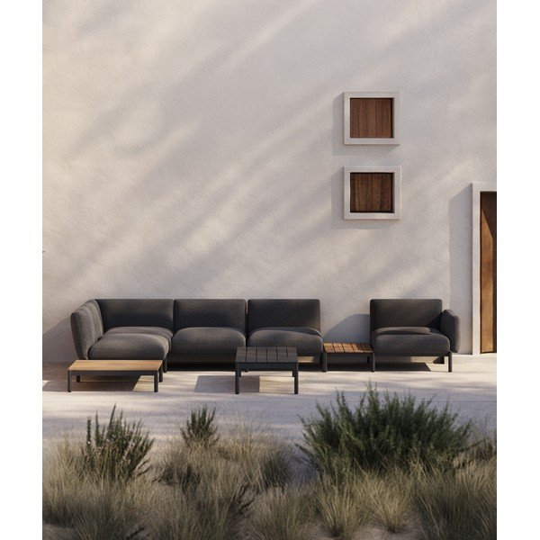 Tamsiai pilkos spalvos iš audinio sodo sofa (su kairiuoju kampu) Sorells – Kave Home-image-1