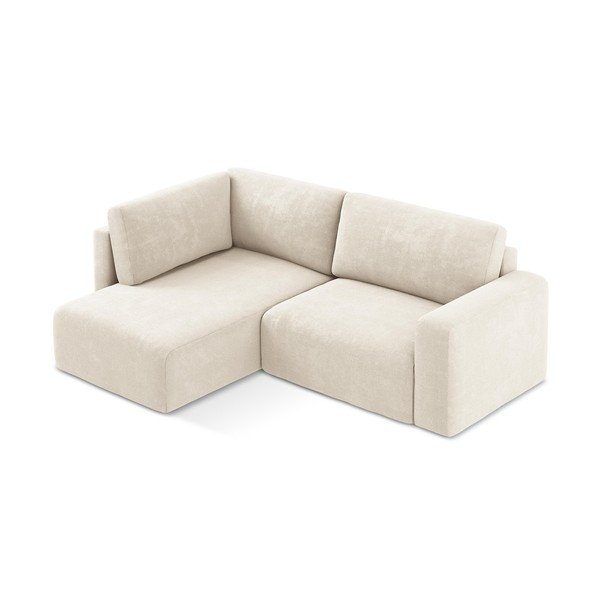 Kreminės spalvos sulankstoma/su sandėliavimo vieta kampinė sofa iš šenilinio audinio (su kairiuoju kampu/„L“ formos) Kona – Makamii-image-3