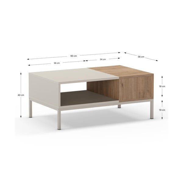 Kavos staliukas kreminės spalvos 56x90 cm Cailin – Marckeric-image-4