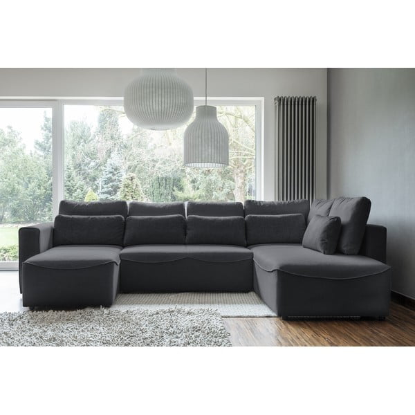 Tamsiai pilka kampinė sofa-lova (U formos) Homely Tommy - Miuform-image-1