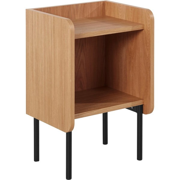 Natūralios spalvos ąžuolo dekoro naktinis staliukas su lentynomis Wrap - Bonami Selection-image-3