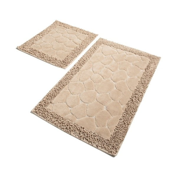 2 smėlio spalvos vonios kilimėlių rinkinys Chilai Stone Beige
