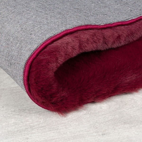 Sintetinė oda ir kailis bordo spalvos 160x230 cm Ivy Luxury Fur – Flair Rugs-image-3