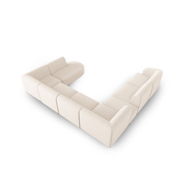 Smėlio spalvos iš šenilinio audinio kampinė sofa (su kairiuoju kampu/„U“ formos) Paolo – Milo Casa-image-3