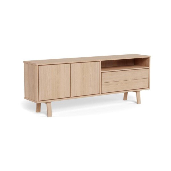 Šviesios natūralios spalvos šoninė spintelė iš medienos lukšto 200x75x40 cm Lamberth – Actona