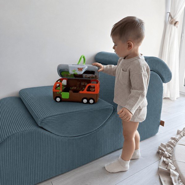 Turkio spalvos vaikiškas krėslas iš kordinio velveto Wave – Meowbaby-image-1
