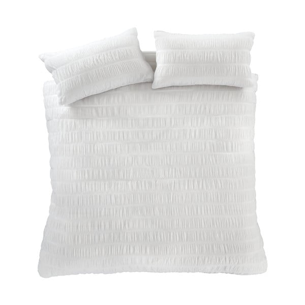 Balta dvigulės lovos 200x200 cm patalynė Seersucker - Catherine Lansfield