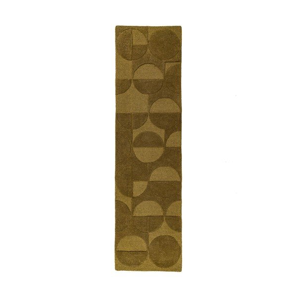 Rankų darbo tamsiai žalios spalvos iš vilnos kilimas 60x230 cm Gigi – Flair Rugs