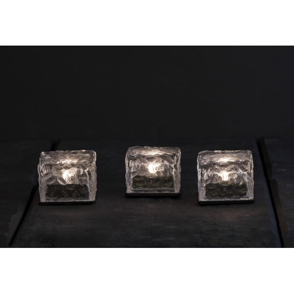 3 saulės energija veikiančių lauko žvakių rinkinys Star Trading Candle Icecube, aukštis 5,5 cm