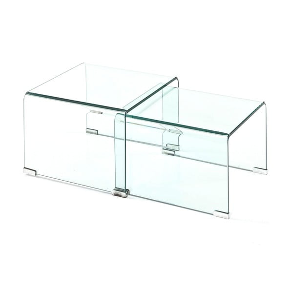 Iš stiklo kavos staliukai 2 vnt. 44.5x49 cm Cristal – Tomasucci
