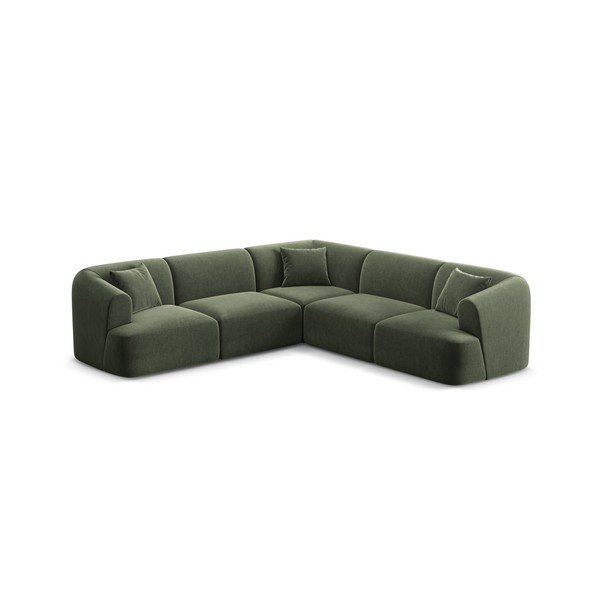 Žalios spalvos kampinė sofa iš velveto Campi – Cosmopolitan Design-image-2