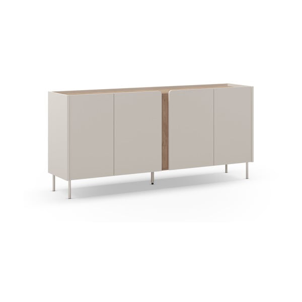 Šoninė spintelė kreminės spalvos/natūralios spalvos iš ąžuolo 180x82x40 cm Lucile – Marckeric-image-2