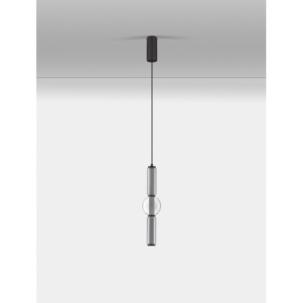 Pilkos spalvos iš stiklo kabantis šviestuvas LED su pritemdymo funkcija ø 12 cm Ulon – Nova Luce-image-1