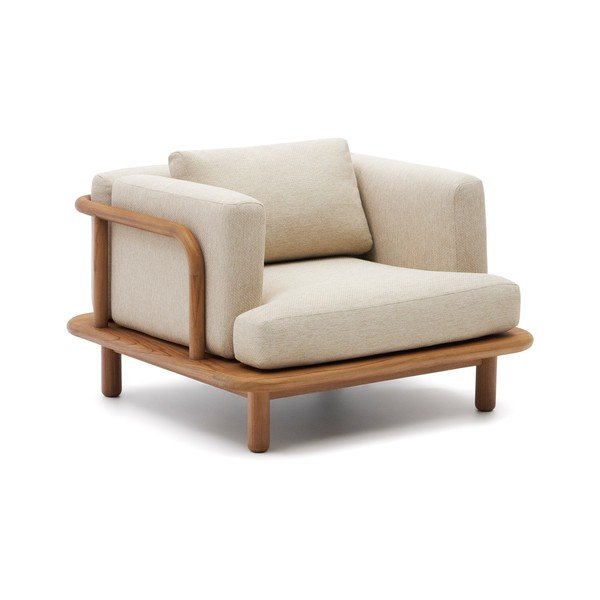 Smėlio spalvos/natūralios spalvos medžio masyvo sodo krėslas Turqueta – Kave Home