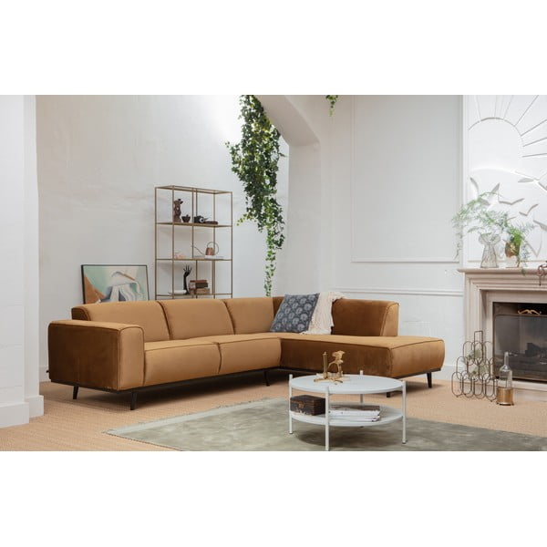 Geltonos spalvos iš velveto kampinė sofa (su dešiniuoju kampu/„L“ formos) Statement – WOOOD-image-3