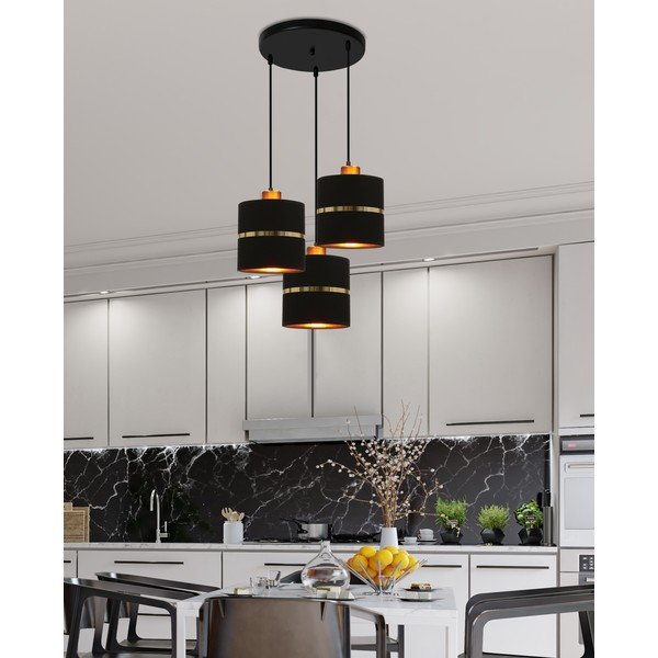 Kabantis šviestuvas juodos spalvos ø 15 cm su tekstiliniu gaubtu Assam – Candellux Lighting-image-1