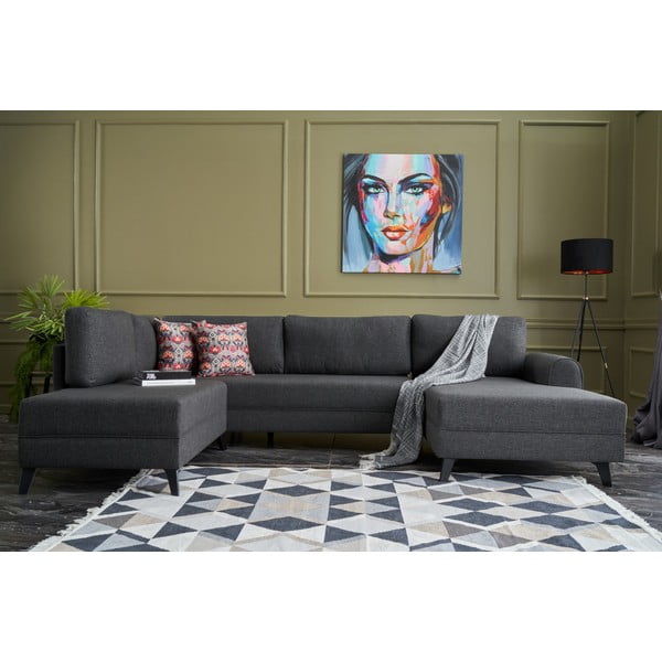 Kampinė sofa antracito spalvos („U“ formos) Belen – Balcab Home-image-1