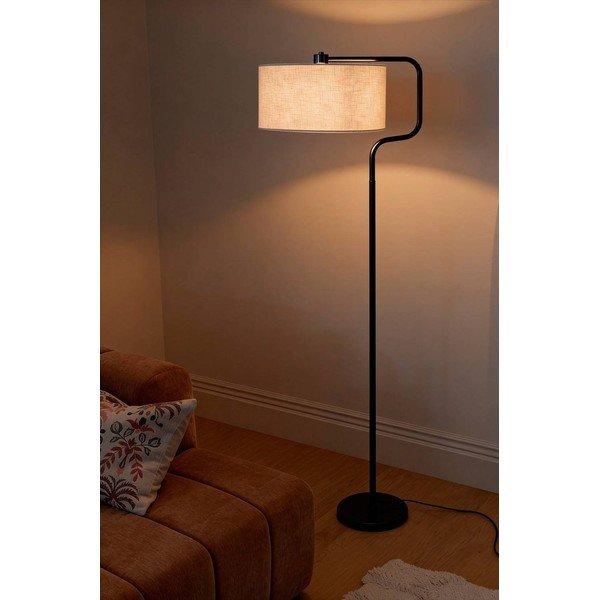 Juodos spalvos/kreminės spalvos iš tekstilės pastatomas šviestuvas (aukštis 160 cm) Josho – Ellos Home-image-1