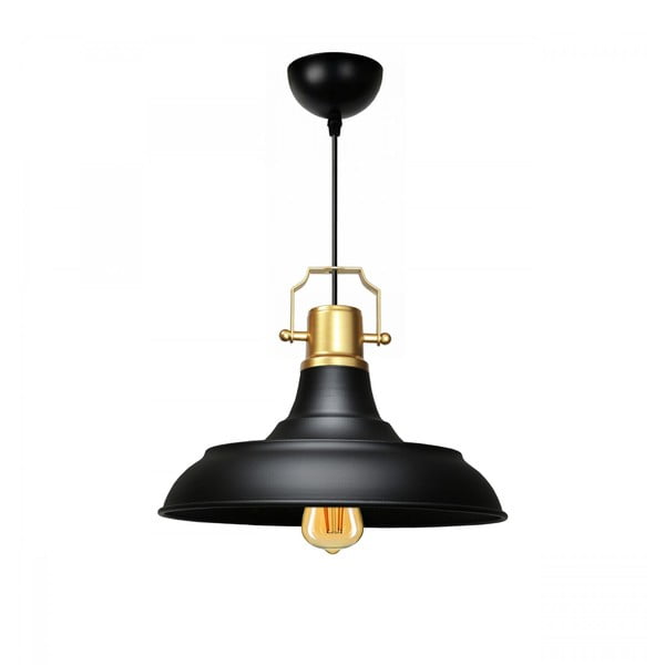 Juodos spalvos kabantis šviestuvas ø 25 cm su metaliniu gaubtu Tarsus – Opviq lights