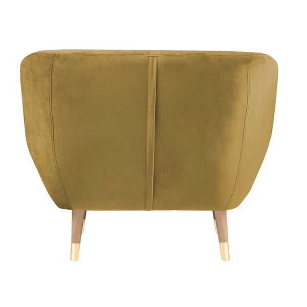 Žalsvai geltonos spalvos aksominis krėslas Mazzini Sofos Benito-image-4