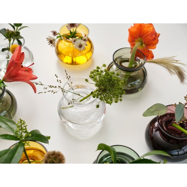 Iš stiklo  rankų darbo vaza ochros spalvos (aukštis 9 cm) Inu – Zone-image-1