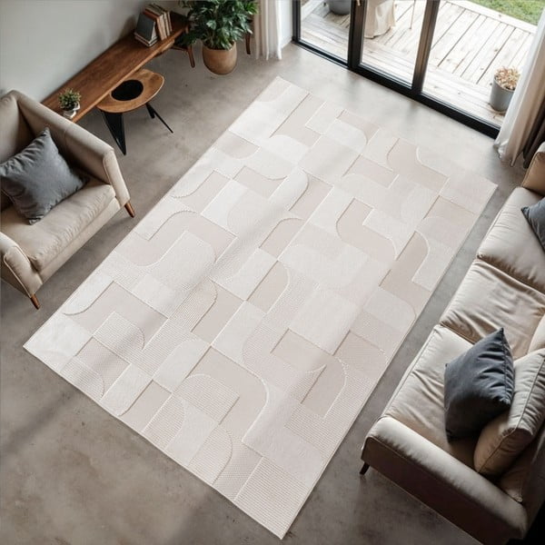 Lauko ir vidaus kilimas kreminės spalvos 160x230 cm Doha 1651 Cream – Ayyildiz Carpets-image-1