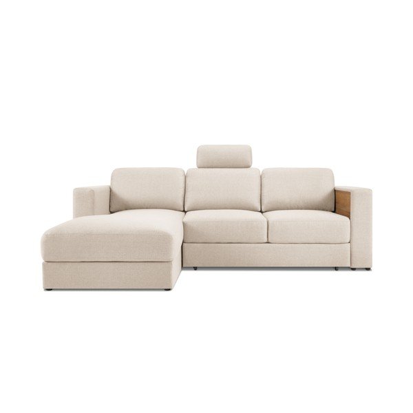 Šviesios smėlio spalvos kampinė sofa-lova Interieurs 86 Herve, kampas kairėje-image-3