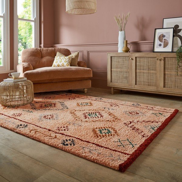 Rankų darbo iš vilnos kilimas rausvos spalvos 160x230 cm Moroccan Sahara – Flair Rugs-image-1