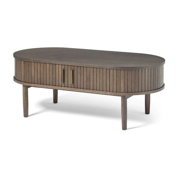 Tamsios natūralios spalvos kavos staliukas iš ąžuolo 60x120 cm Meta – Unique Furniture