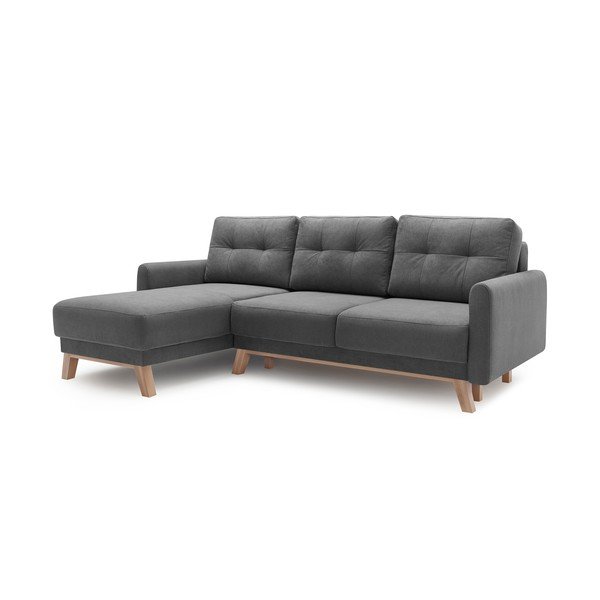 Tamsiai pilka kampinė sofa-lova Bobochic Paris Balio, kampas kairėje (II kokybė)-image-3