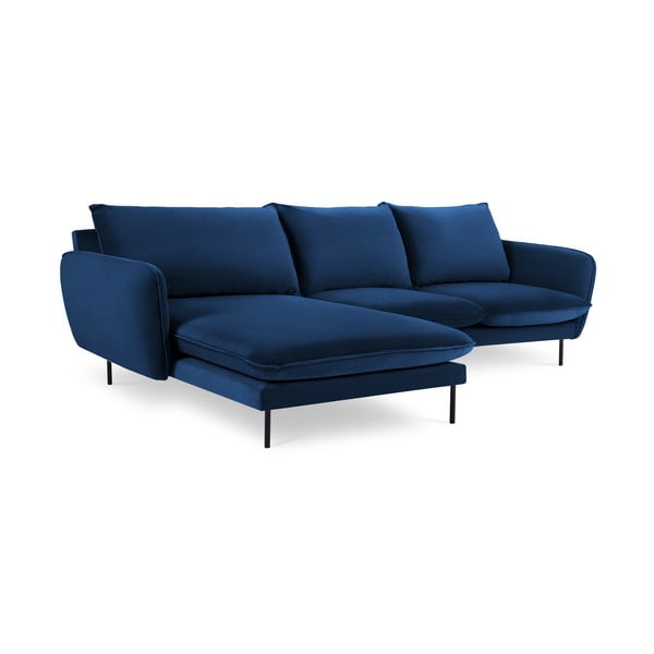 Mėlyna aksominė kampinė sofa (kairysis kampas) Vienna - Cosmopolitan Design