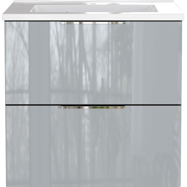 Pilkos spalvos blizgus pakabinama spintelė po kriaukle 61x61 cm Celano – Germania-image-2