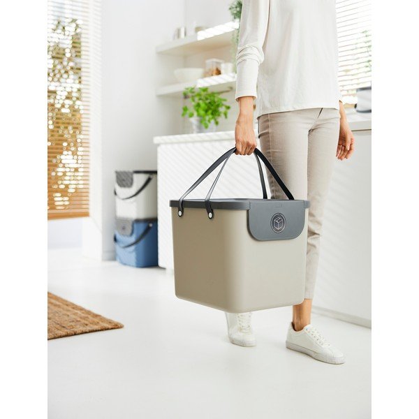 Šviesiai rudos spalvos iš perdirbto plastiko šiukšliadėžė rūšiavimui 40 l Albula – Rotho-image-1