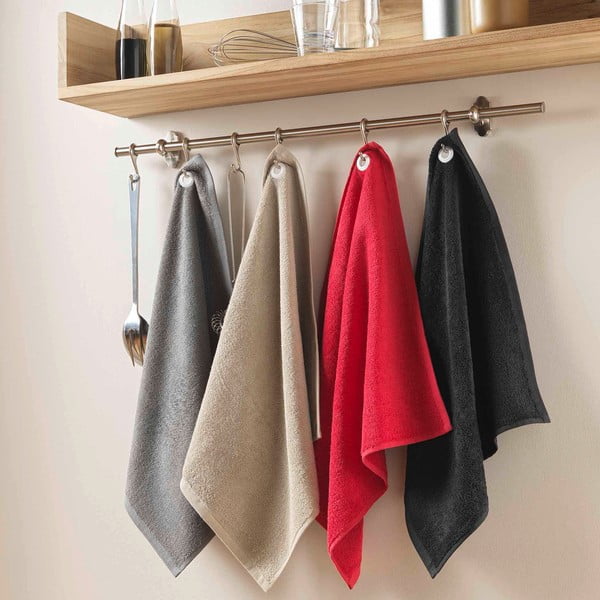 Juodos spalvos iš frote audinio iš medvilnės rankšluostis 50x50 cm Cuistot – douceur d'intérieur-image-1