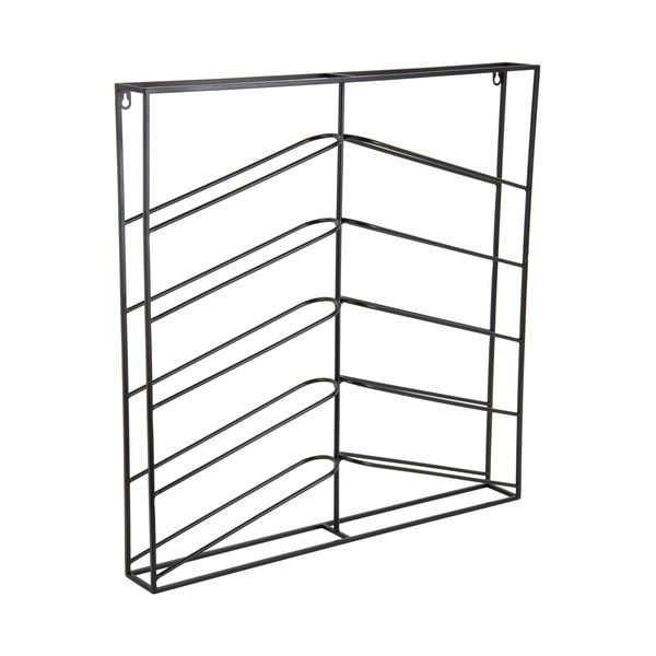 Sieninė juodos spalvos iš metalo vyno lentyna butelių skaičius 10 67x66x7,5 cm Cuadro – PT LIVING-image-3