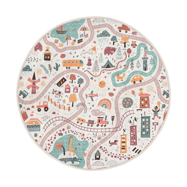 Skalbiamas vaikiškas žaidimų kilimas ø100 cm Furry World – Mila Home