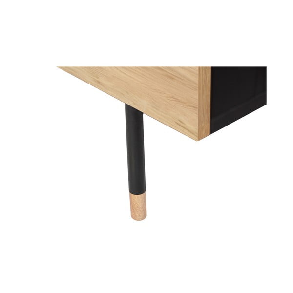 Žema šoninė spintelė juodos spalvos/natūralios spalvos iš ąžuolo 130x87 cm Jugend – Woodman-image-3