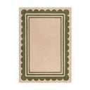 Rankų darbo iš vilnos kilimas žalios spalvos/natūralios spalvos 160x230 cm Lois Scallop – Flair Rugs