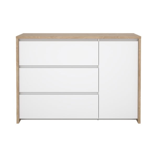 Baltos spalvos/natūralios spalvos šoninė spintelė iš ąžuolo 119x84x48 cm Next – Tvilum