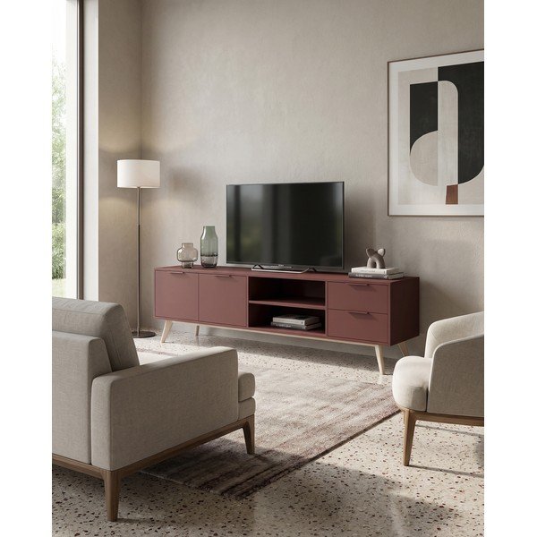 Terakotos spalvos matinis TV spintelė 180x53x40 cm Campus – Marckeric-image-4